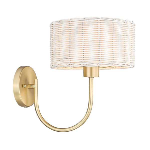 Erma Brushed Champagne Bronze One-Light Wall Sconce with White Wicker, image 1